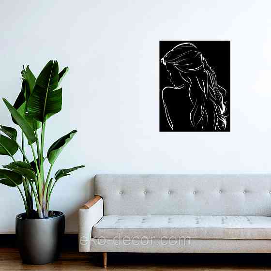 Декоративное настенное Панно «Девушка» Декор на стену 110*85 см, Черный Киев