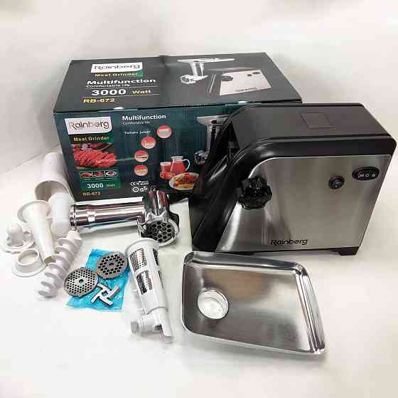 Мощная мясорубка электрическая для дома Rainberg RB-672 3000W, Мощная качественная электромясорубка NG-58 Львов