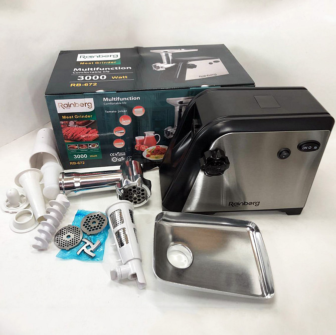 Мощная мясорубка электрическая для дома Rainberg RB-672 3000W, Мощная качественная электромясорубка NG-58 Львов - изображение 2