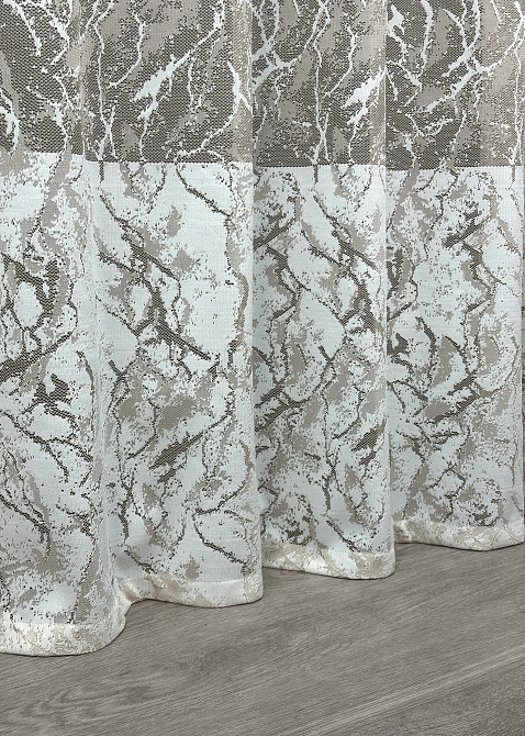 Тюль VR-Textil 1668т Жакард Білий з бежевим 400х270 см (42-0996) Київ - фото 7
