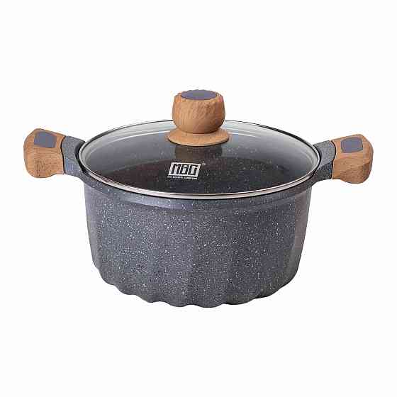 MGC Алюмінієва каструля об'ємом 5 літрів з кришкою Ø 24 см з мармуровим антипригарним покриттям Коломыя