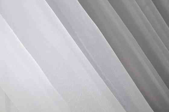 Кухонные шторки VR-Textil № 096к с подвязками серый с белым 400х170 см (50-766) Киев