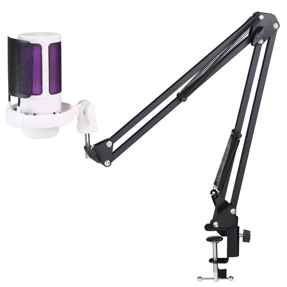 Мікрофон для ПК і ноутбука ME6S для подкастів і стрімінгу з RGB-підсвічуванням USB, шумозаглушенням, кардіоїдною діаграмою, білий Кам'янець-Подільський - фото 7