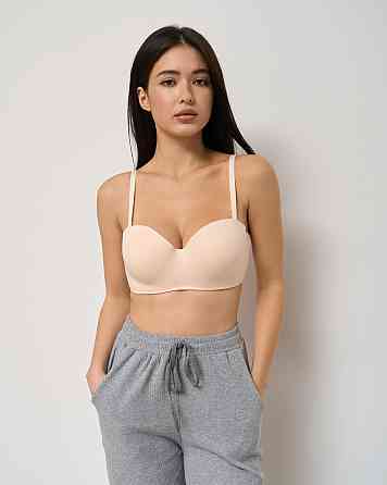 Бюстгальтер хлопковый в рубчик Nicoletta 80574 80B, Бежевый Киев