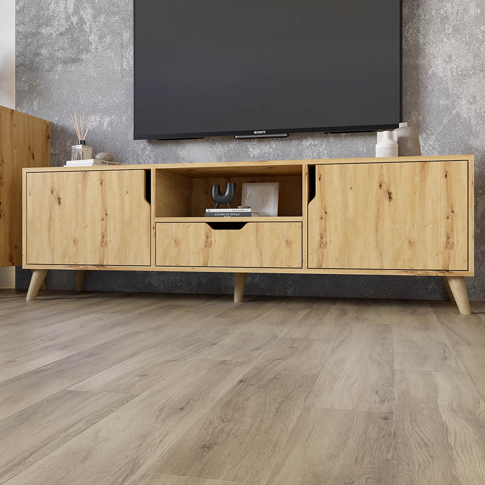 Тумба під телевізор з ніжками в кольорі Горіх світлий М-ЗОН Борн 1600 Дуб Артизан (MZN-031085) Львів - фото 1