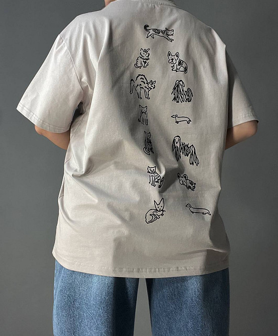 Футболка жіноча A-N 2358 оверсайз з малюнком тварин на спині, сірий, one size Київ - фото 20