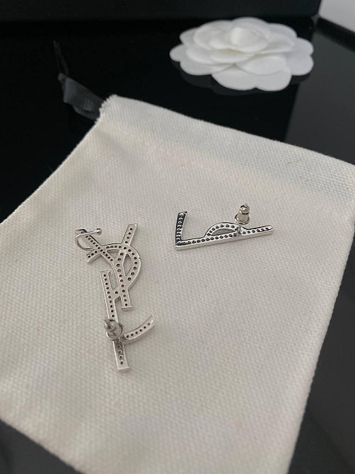 Брендовые серьги Cен Лоран / Saint Laurent, посеребрение Одесса - изображение 3