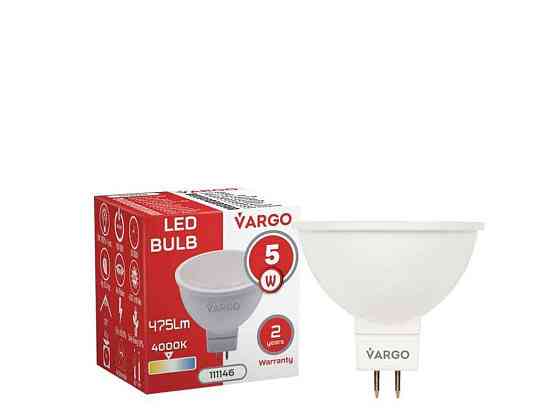 Лампа світлодіодна 5W GU5,3 MR16 GU5.3 4000К 220V (V-111146) ТМ VARGO Київ