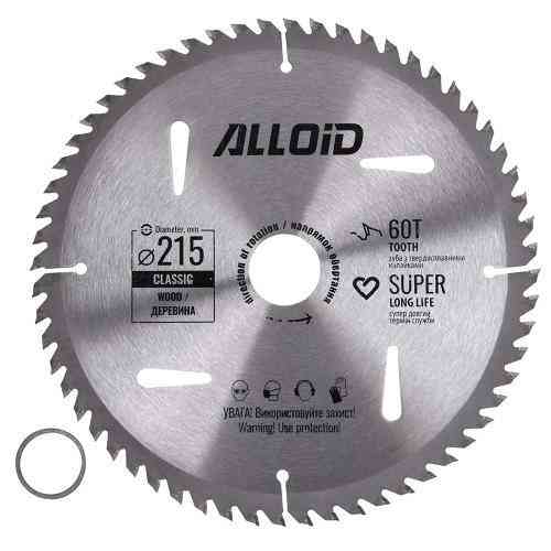 Диск пиляльний по дереву з твердосплавними напайками 215х30/25,4мм, 60 зубів Alloid Одеса