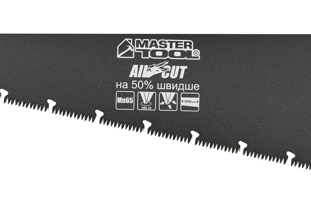 Ножовка столярная 400 мм MASTERTOOL BLACK ALLIGATOR 9TPI MAX CUT закаленный зуб 3D заточка тефлоновое покрытие Ровно - изображение 2