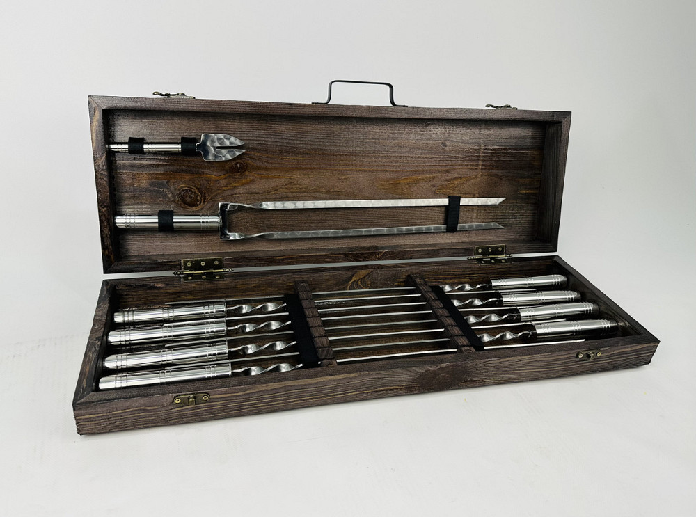 Подарунковий набір шампурів у дерев'яному кейсі СРІБЛО HAPPY DAYS Тернопіль - фото 2