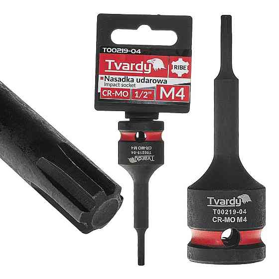 Головка ударна "Tvardy" з хром-молібденової сталі (Cr-Mo)  1/2"  Ribe M4  довжиною  77мм Киев