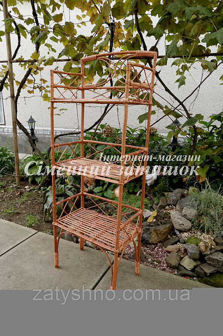 Плетена етажерка трійка з лози кавова Київ - фото 3