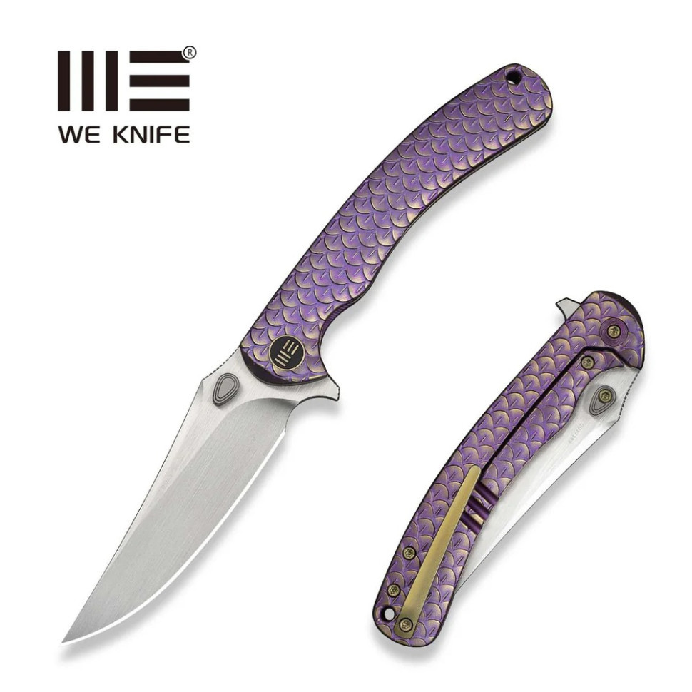 Ніж складаний туристичний Weknife Dracarys, (9.1 см) Böhler M390 / титан 6AL4V фіолетовий/золотий Київ - фото 10