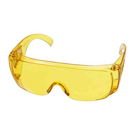 Окуляри захисні, жовті, лінзи полікарбонат, заушники полікарбонат, захист від удару, оптичний клас 1 INTERTOOL SP-0082 Київ
