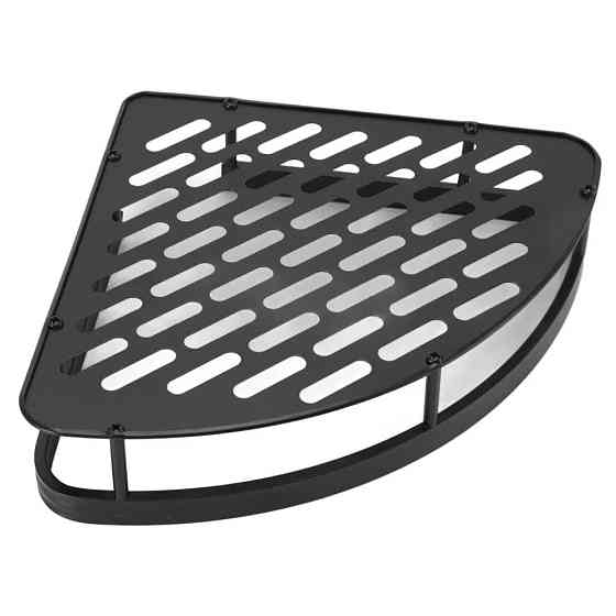 Кутова полиця у ванну (28х21х4,3 см) 1шт, Чорна / Органайзер для ванної / Полиця настінна металева Київ