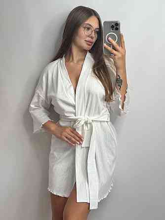 Халат жіночий для дому з трикотажу Молочний XL/2XL Харків