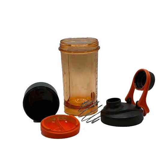 Шейкер спортивний з контейнером Casno 600 мл KXN-1199 з вінчиком Помаранчевий Луцк