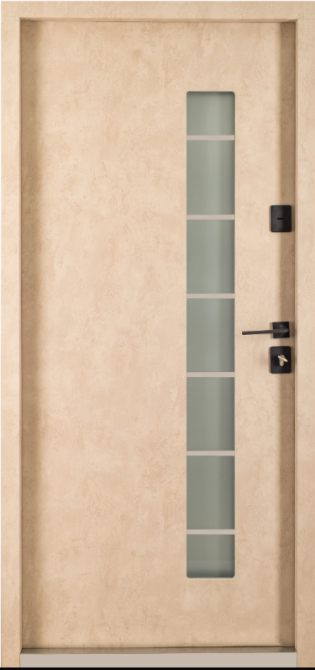 Двері вхідні  з терморозривом Бастіон МОНОЛІТ Дуб богемний Лампрі 13 / ПВХ бетон беж 960х2050 мм Київ - фото 2
