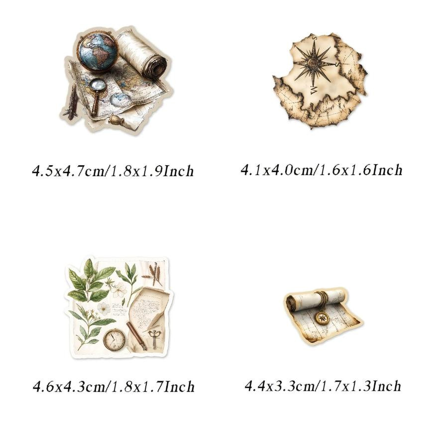 Винтажные географические наклейки с картой и компасом, стикерпак карты мира, набор 50 шт. Киев - изображение 2