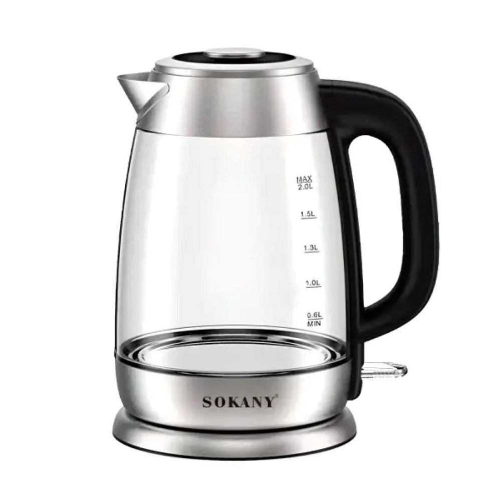 Електрочайник Sokany Electric Kettle 2000W 2l прозорий чайник SKSH1069 Київ - фото 5