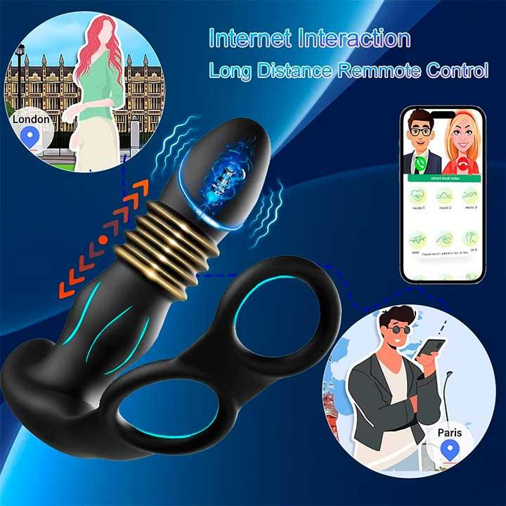 Смарт анальный вибратор, массажер простаты с эрекционными кольцами на пенис и поступательными движениями Винница - изображение 3