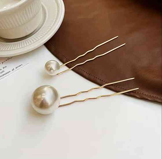 Шпильки для волосся з перлинами U-подібні, 2 шт Київ