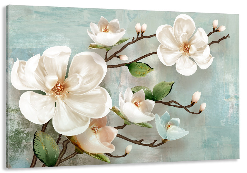 Картина холст в гостиную / спальню  Білі квіти   MLP_117 60x100 см Киев - изображение 1