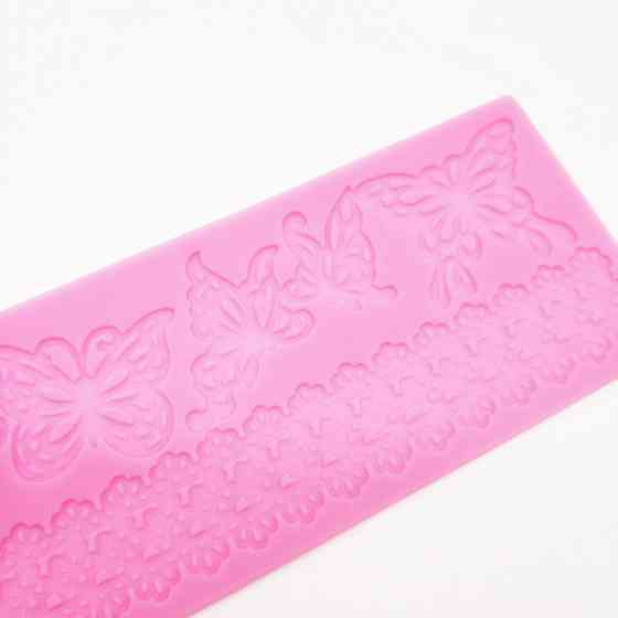 Молд силиконовый Бабочки и кружево 190 на 70 мм розовый Киев