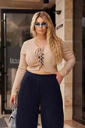 Теплые женские штаны палаццо Gait батал 54-56, Темно-синий Киев