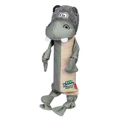 Игрушка для собак GiGwi Eco Friendz Бегемот с пластиковой бутылкой и пищалкой 39 см (2252) Винница