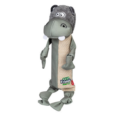 Игрушка для собак GiGwi Eco Friendz Бегемот с пластиковой бутылкой и пищалкой 39 см (2252) Винница - изображение 1