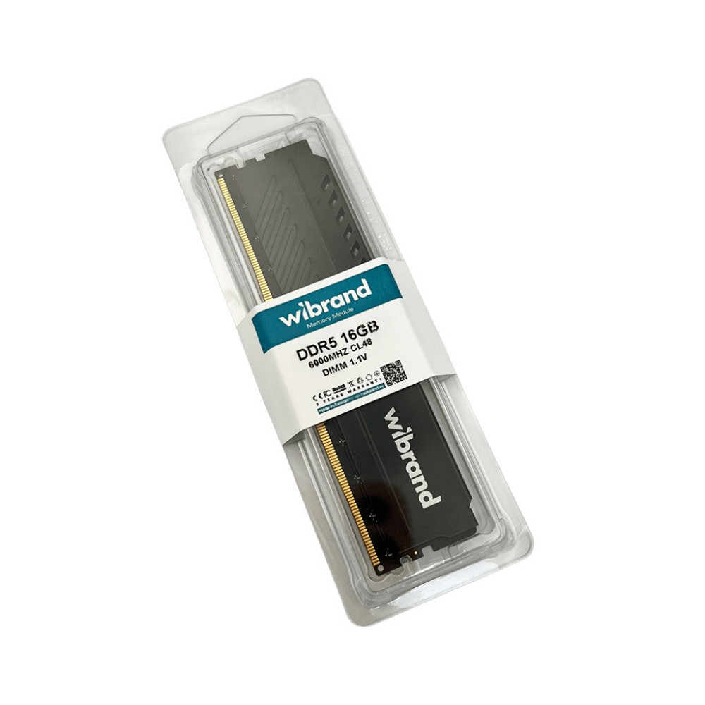 Оперативна пам'ять DDR5 Wibrand 16GB 6000MHz CL48 DIMM Heatsink Black Київ - фото 2