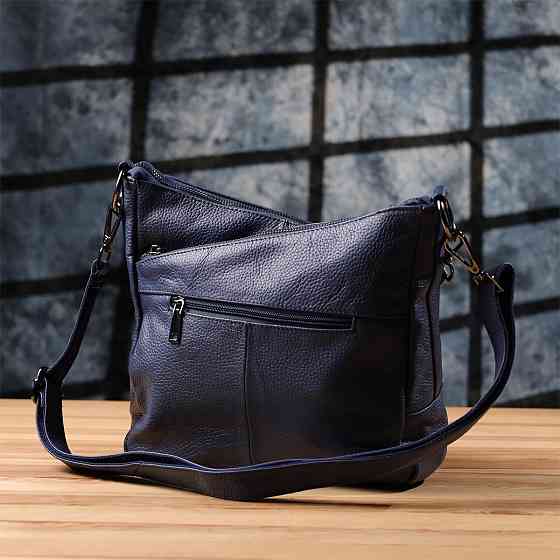 Сумка для женщин на два отделения из натуральной кожи Vintage 23013 Синий Киев