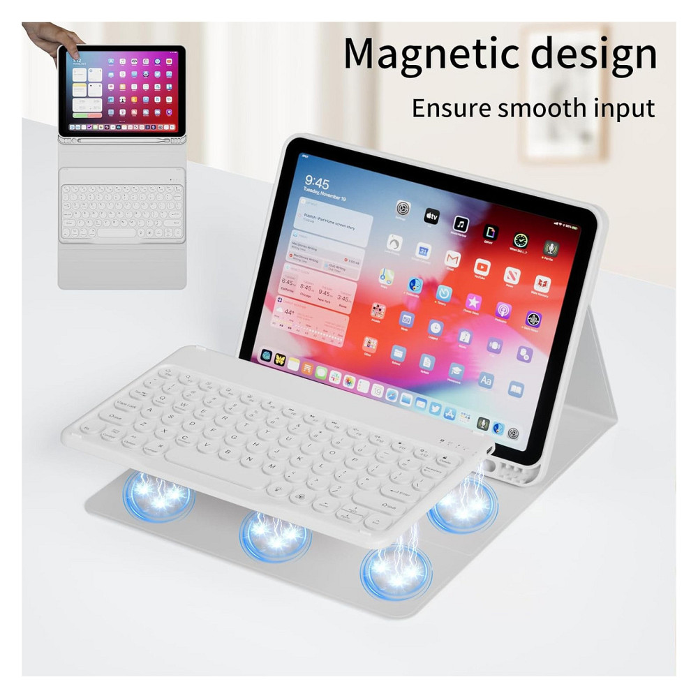 Чохол з клавіатурою кейс GKABXY для iPad A16 10th/11th 10.9/11 дюймів 2022 2025 Bluetooth RGB підсвітка Type-C сірий PU TPU Київ - фото 8