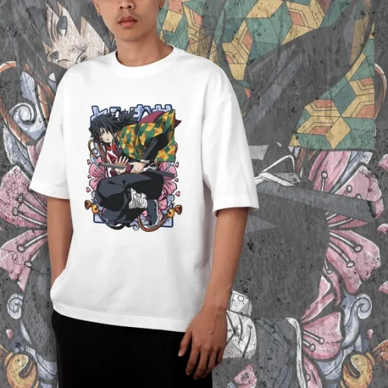 Футболка для подростка мальчика с принтом Клинок, рассекающий демонов Гію Томіока 3 WE Размер 160 Anime10450 Днепр