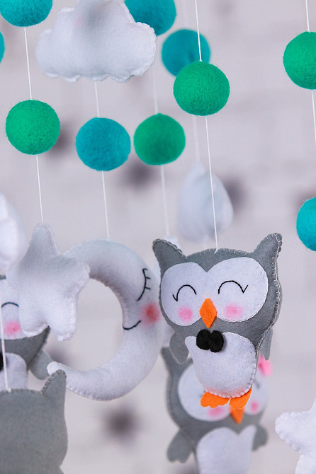 Дитячий мобіль на ліжечко для немовлят WooolyWool «Совушки» Київ - фото 4