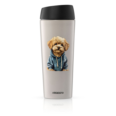 Термокружка Ardesto Coffee Time Maltipoo 450мл, нержавіюча сталь, бежевий (AR2645MP) Винница - изображение 2