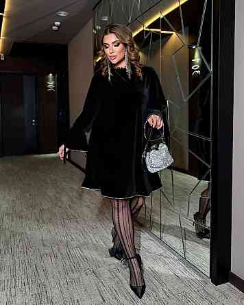 Жіноче привабливе оксамитове плаття прямого силуету Чорне, 58/60 Одеса