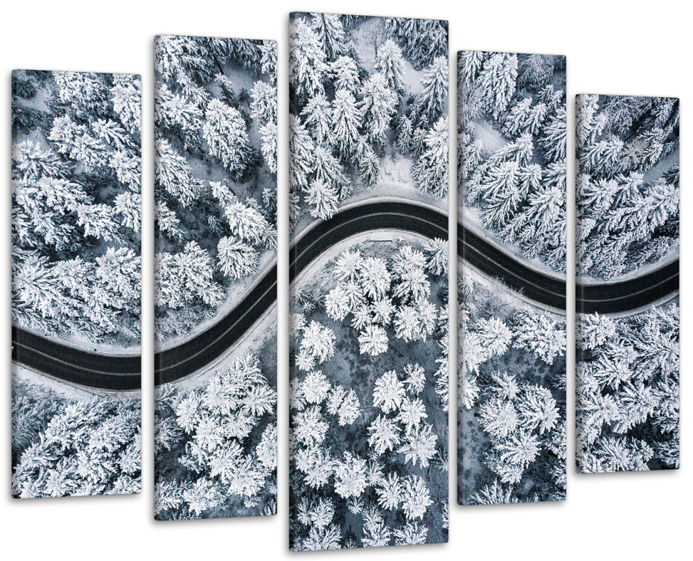 Модульна картина у вітальню / спальню Дорога в зимовому лісі Art-394_5 ( 80х118см ) Київ - фото 1