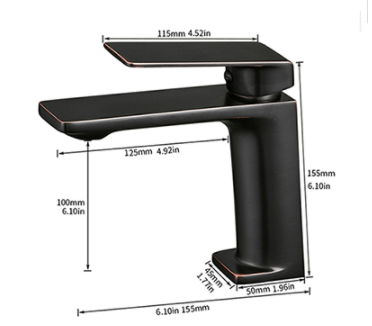 Смеситель для умывальника однорычажный, кран для раковины латунь WanFan для ванной комнаты Черный Каменец-Подольский