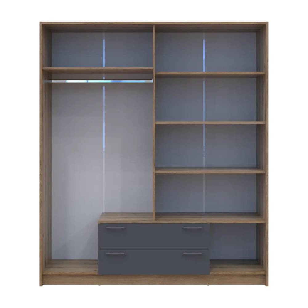 Шафа для одягу Doros Ронді з дзеркалом Дуб Артизан/Графіт 4ДСП 160х52х195 DRS-011671 (80737826) Дніпро - фото 6