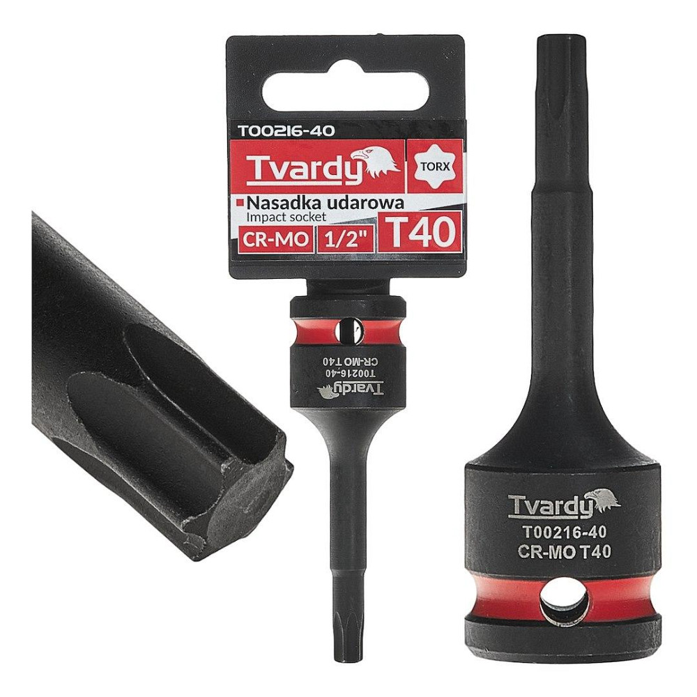 Головка ударна "Tvardy" з хром-молібденової сталі (Cr-Mo)  1/2"  Torx T40 довжиною  77мм Стрый - изображение 2