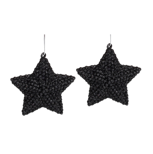 Набір ялинкових прикрас Зірка 2шт 7,5см чорний глітер БОНА ДИ Житомир - фото 1