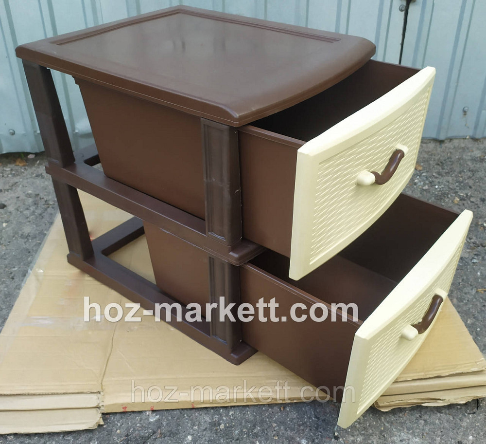 Пластиковый комод пластиковая тумбочка Стиль беж с коричневым 2 ящика Харьков - изображение 5
