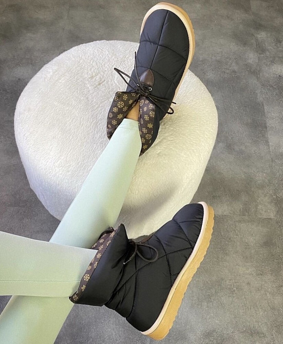 Дутіки жіночі Туреччина чорні плащівка зима висота 20см (5201) 38р.39р.40р. Коломыя - изображение 5