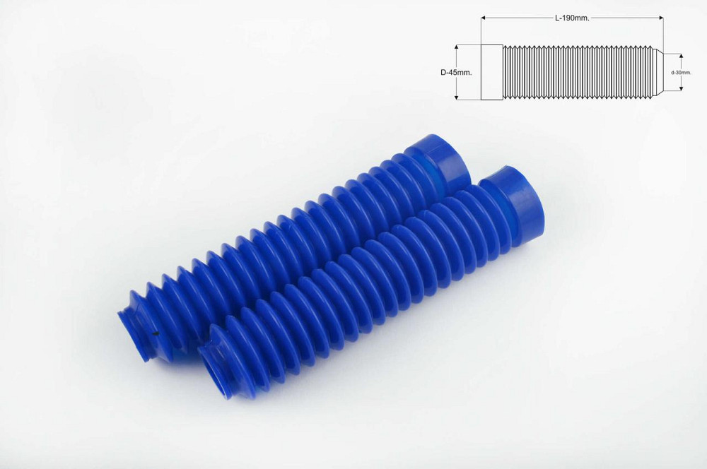 Гофры передней вилки (пара) универсальные L-190mm, d-30mm, D-45mm (синие) Мукачево - изображение 1