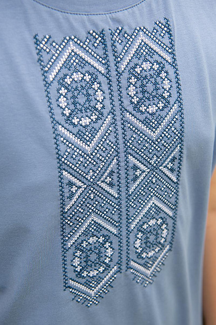 Футболка з вишивкою для хлопчика, 95% бавовна, колір джинс топ Київ - фото 2