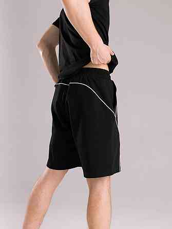 Чоловічі чорні шорти прямого крою весна/літо Pobedov Shape. Однотонні базові чоловічі чорні шорти Київ