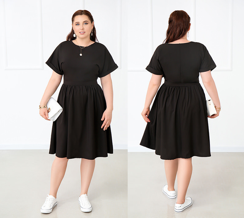 Женское платье миди Валенсия батал 50, Черный Киев - изображение 1